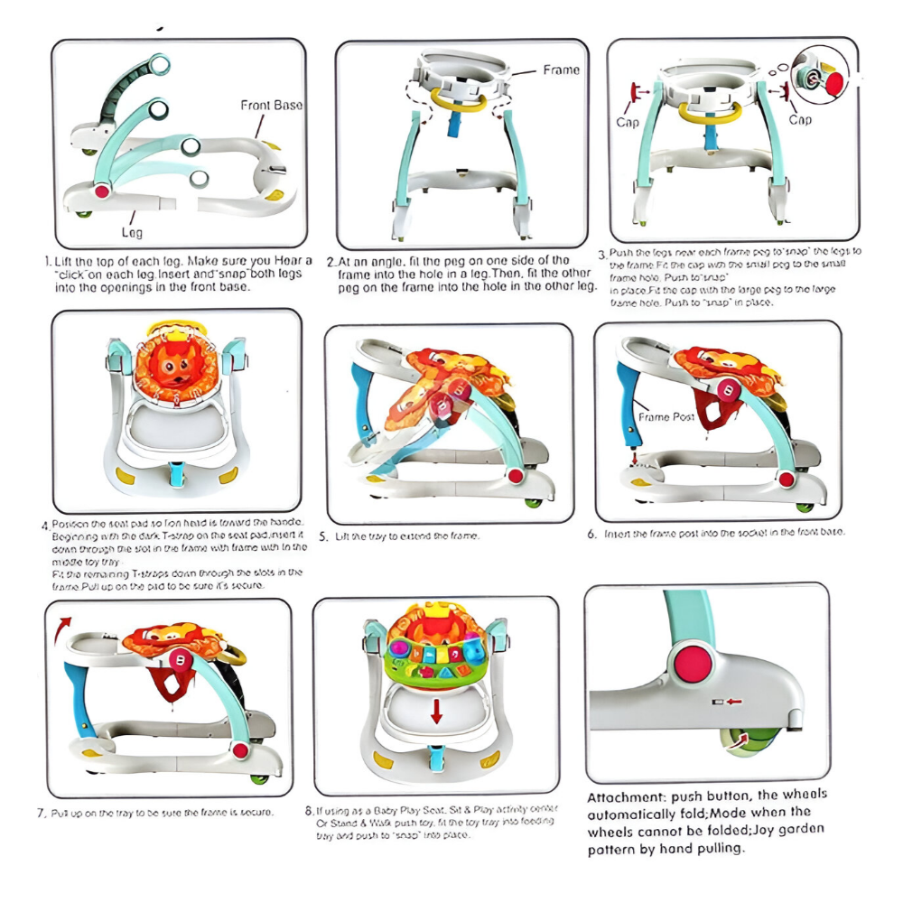 Huanger 4 In 1 Multi Functional Entertainer Baby Walker