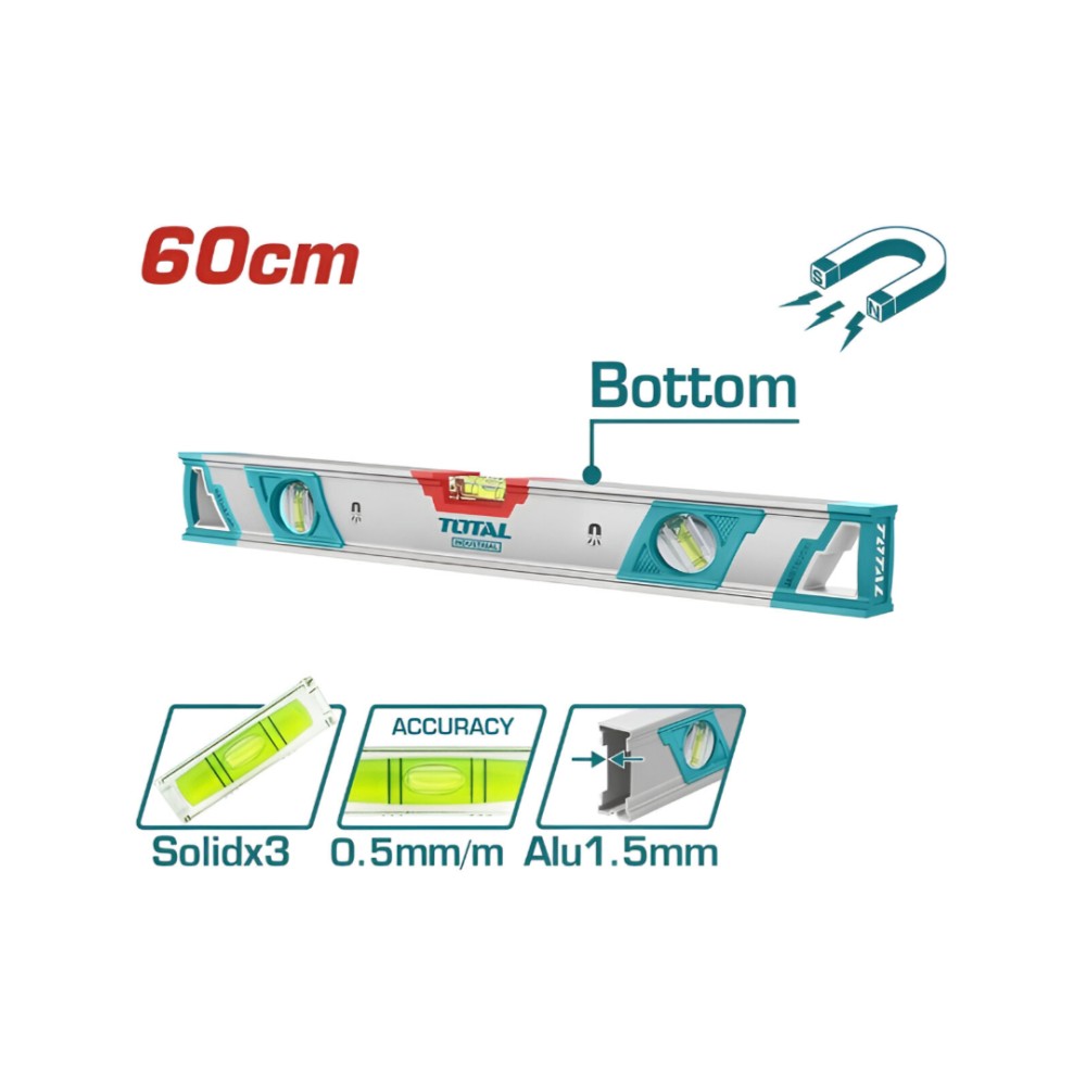 Total Spirit level With powerful magnets 60cm