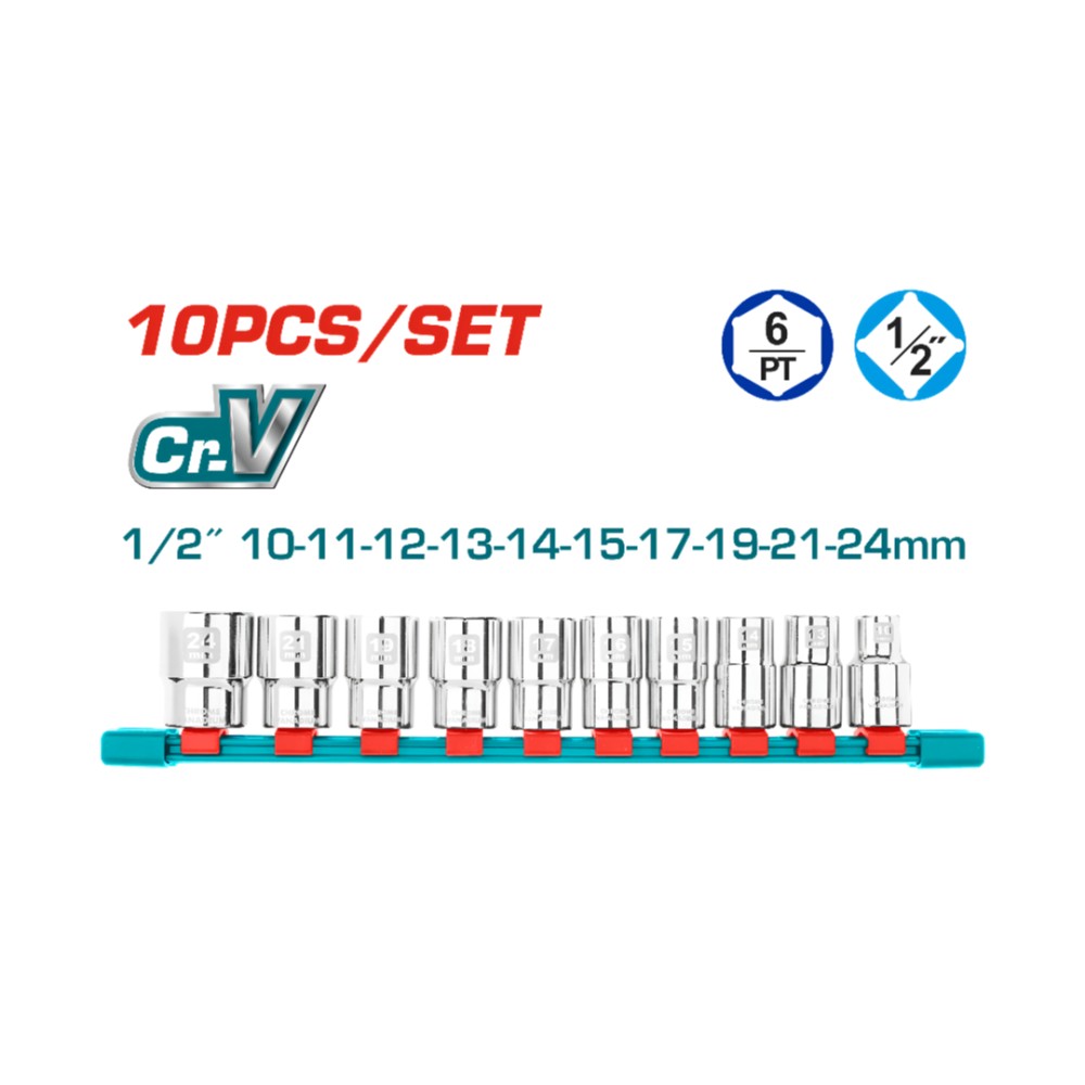 Total 10 Pcs 1/2" socket set