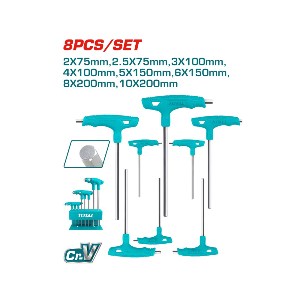 Total T-handle hex wrench set 8 Pcs
