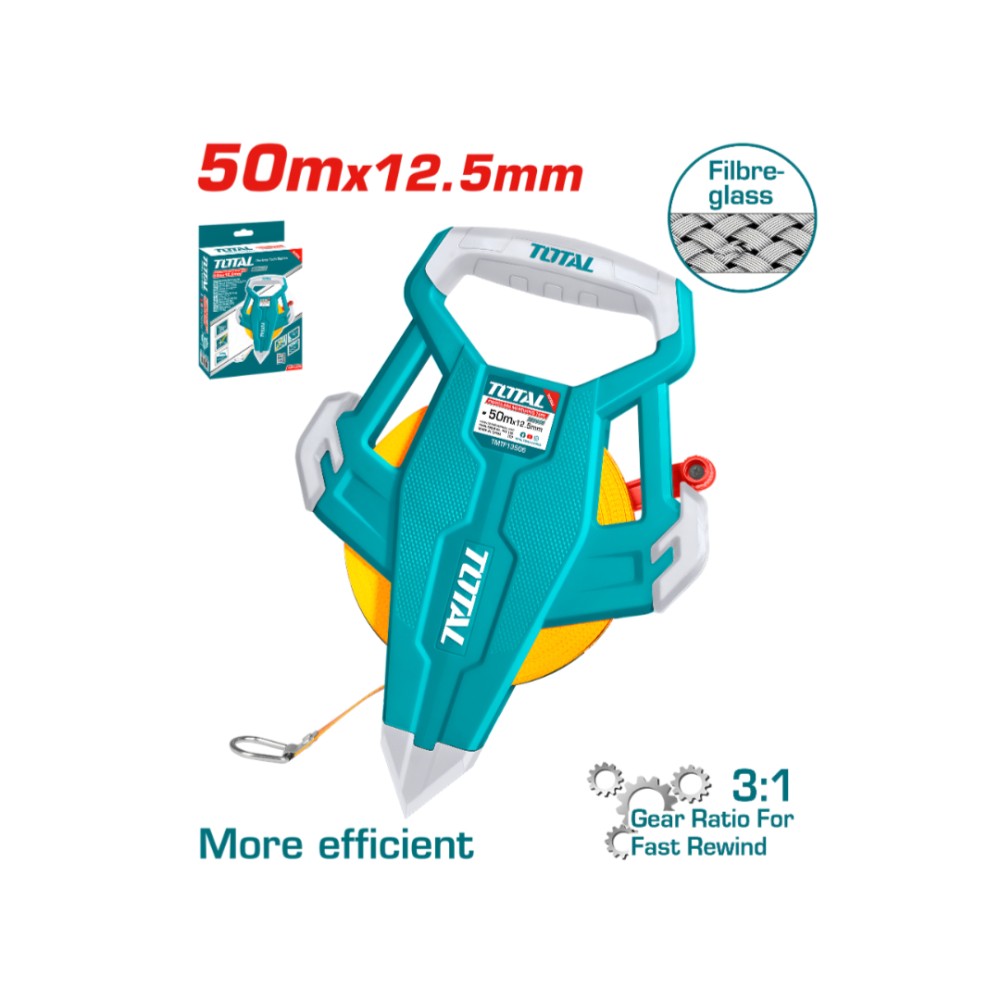 Total Fiberglass Tape Measure 50MX12.5MM