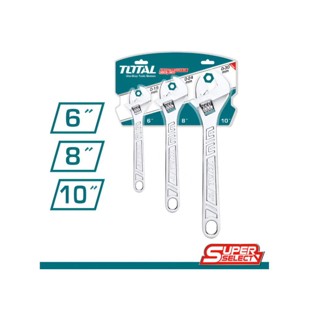 Total adjustable wrench set 3 pcs