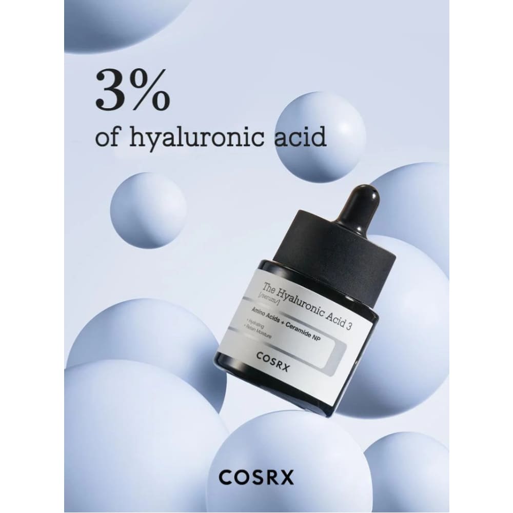 Cosrx - The Hyaluronic Acid 3 Serum Customized 3 percent hyaluronic acid for enhanced skin hydration 20ml - Korean Skin Care