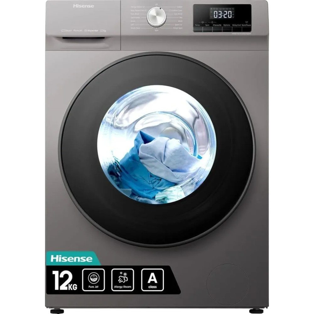 HISENSE Washer 12 Kg Front Load 1400RPM Silver