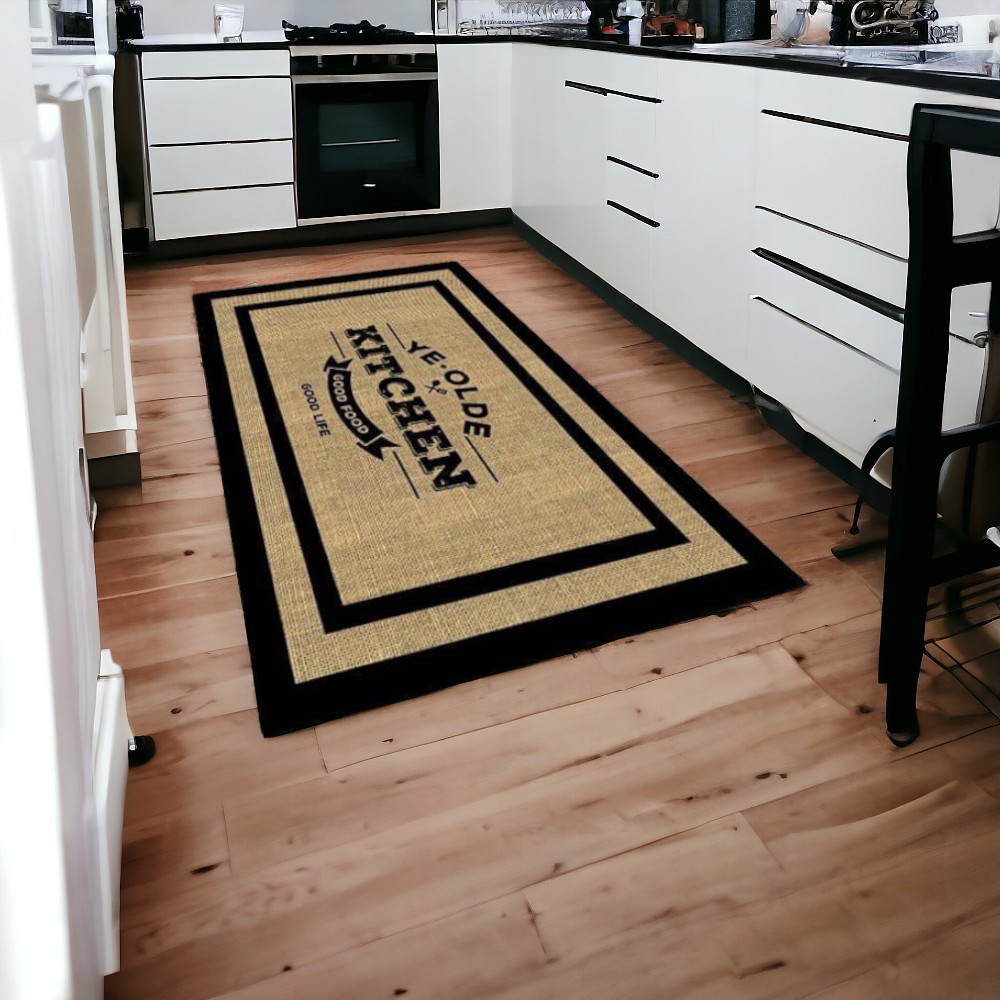 Good Food Good Life  - Anti slip Kitchen Carpet 200x300cm, Machine Washable 