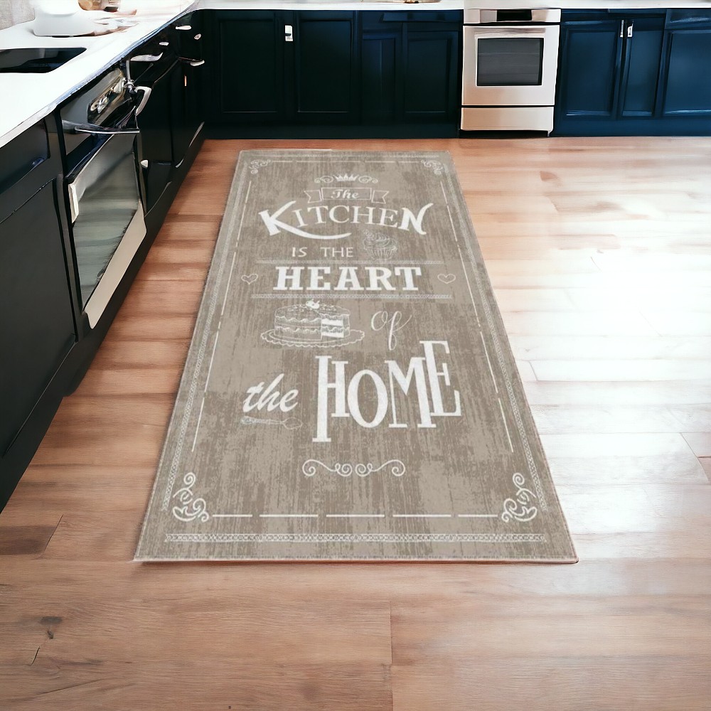 Kitchen Heartbeat - Anti slip carpet 200x300cm, Machine  Washable 