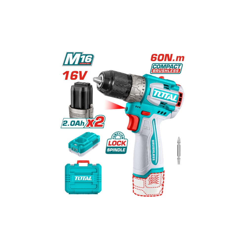 Total- Compact brushless cordless drill 16V