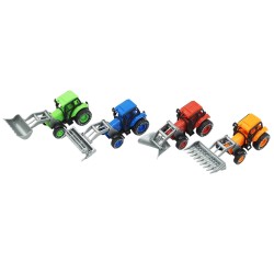 plastic mini pull back farm tractors car play set 4 pct