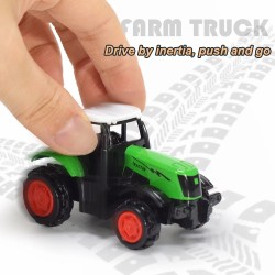 plastic mini pull back farm tractors car play set 4 pct