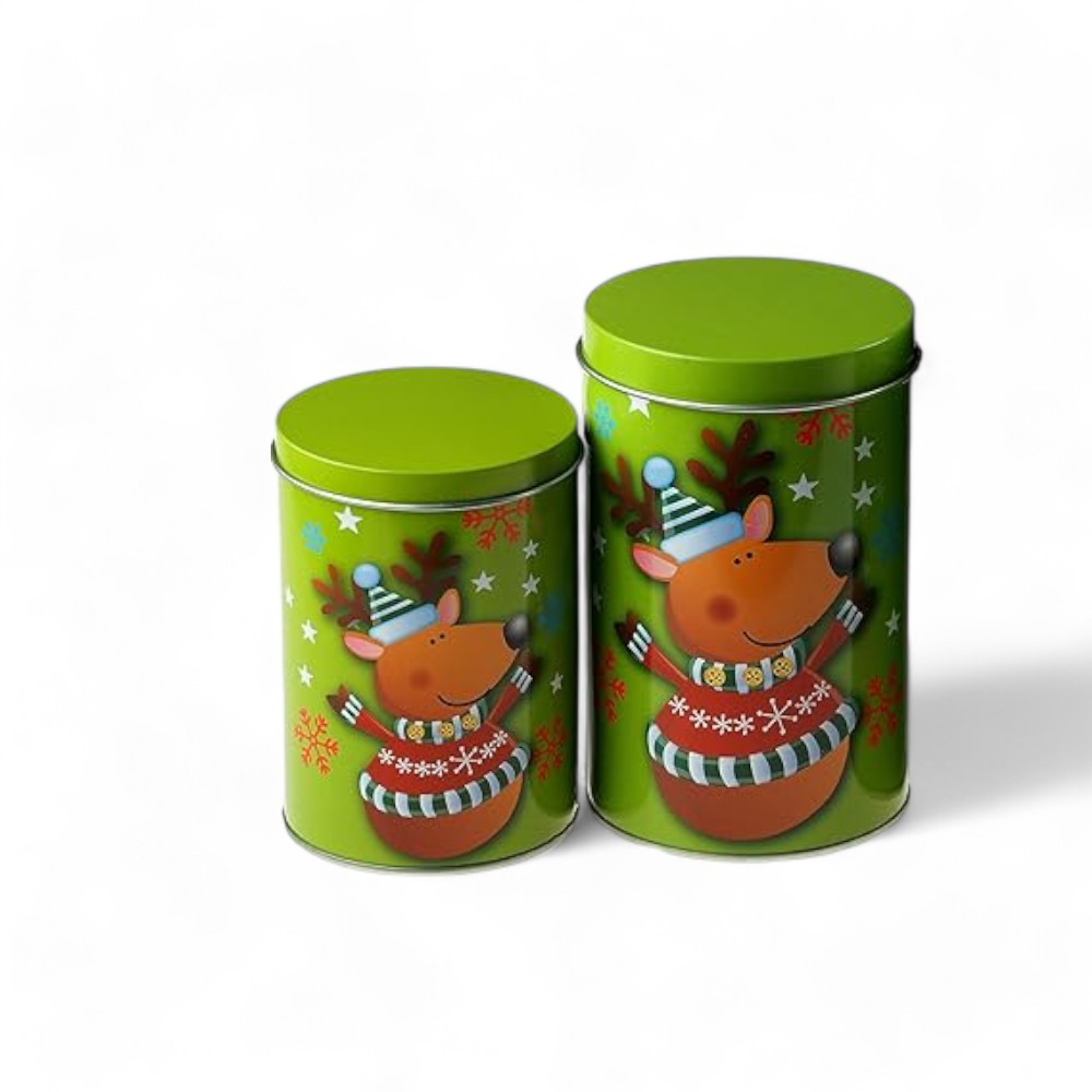 set of 2 green reindeer storage containers