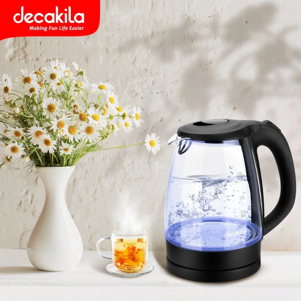 Decakila-water boiler 1850-2200W, 1.8L ,Glass With LED light boiling indicator (KEKT018B)