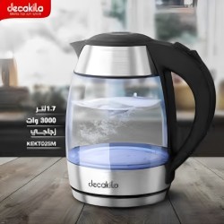 Decakila-water boiler 2500-3000W, 1.8L ,Glass, Whit LED high quality British (OTTER) thermostat KEKT025M