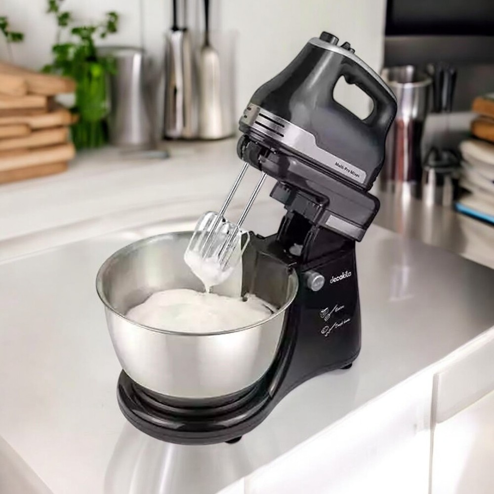 Decakila-Stand mixer 5 speed with turbo, 250W ,4.5L , stainless steel bowl, With 2 beaters and dough hooks beater and scraper and spatula (KEMX013B)