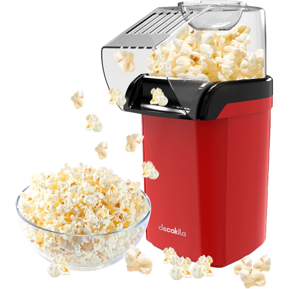 Decakila-popcorn machine 1200W ,0.27With measuring cups , fast and efficient appliance, making fresh popcorn in just 2 minutes (KETT009R)