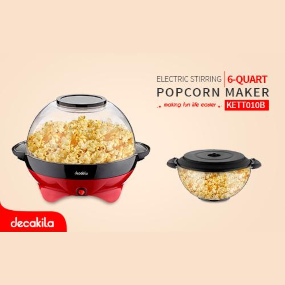 Decakila- KETT010B Hot Air Popcorn Maker, 800W, 24 Cups, Non-Slip Feet, 35.5*30*24.8cm