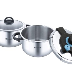 Dorsch - 6L & 8L Dorsch GoPress Pressure Cooker Set, 18/10 Stainless Steel with a heat-conductive insert for fast and even heating 