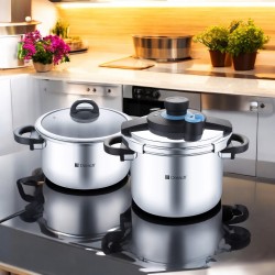 Dorsch - 6L & 8L Dorsch GoPress Pressure Cooker Set, 18/10 Stainless Steel with a heat-conductive insert for fast and even heating 