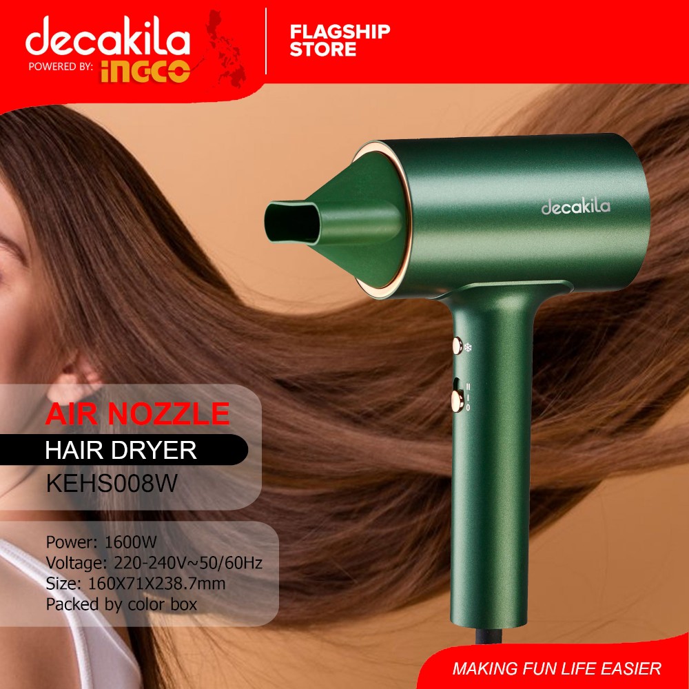 Decakila- hairdryer 1600W, DC motor, 2 speed, 3 heat settings, 1.7M cord