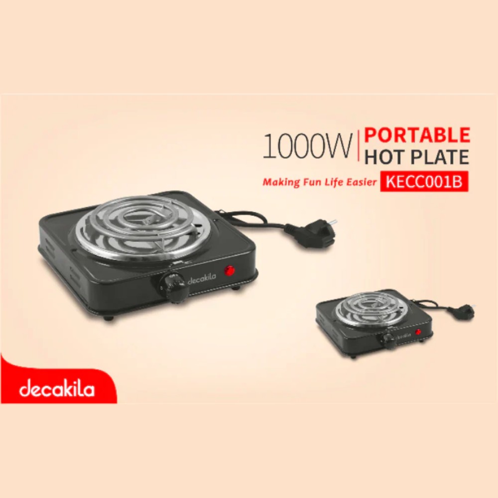 Decakila- single electric stove 1000W, 5 heat settings, Stainless burner cap