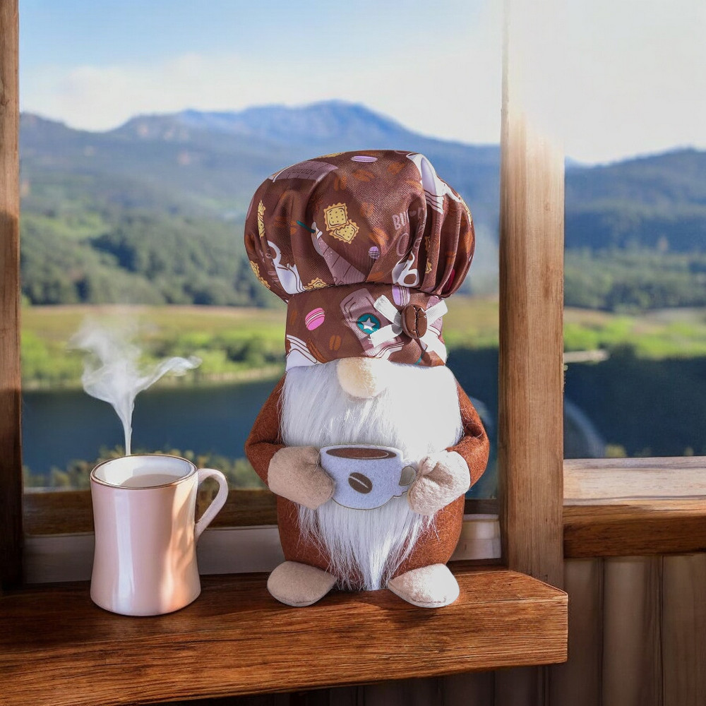 Coffee Bar Gnome , Brown - All Seasons Interior Decoration