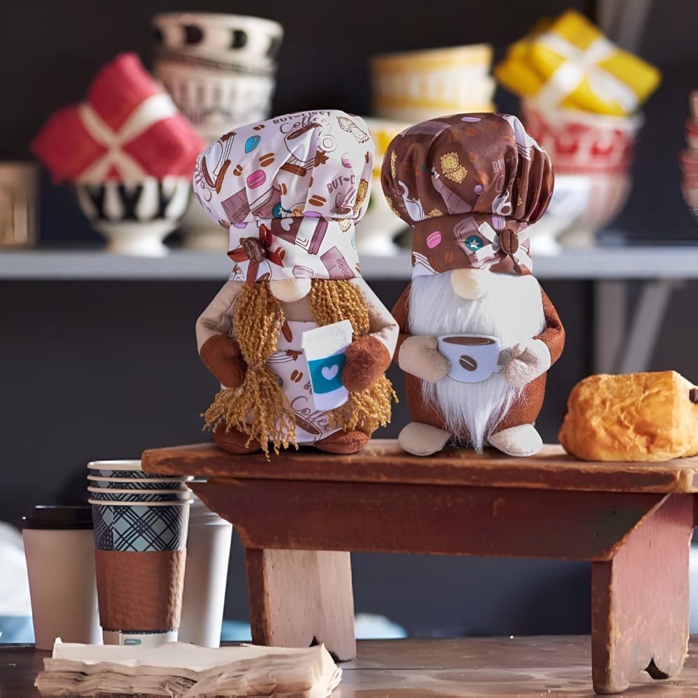 Coffee Bar Gnome , Brown - All Seasons Interior Decoration