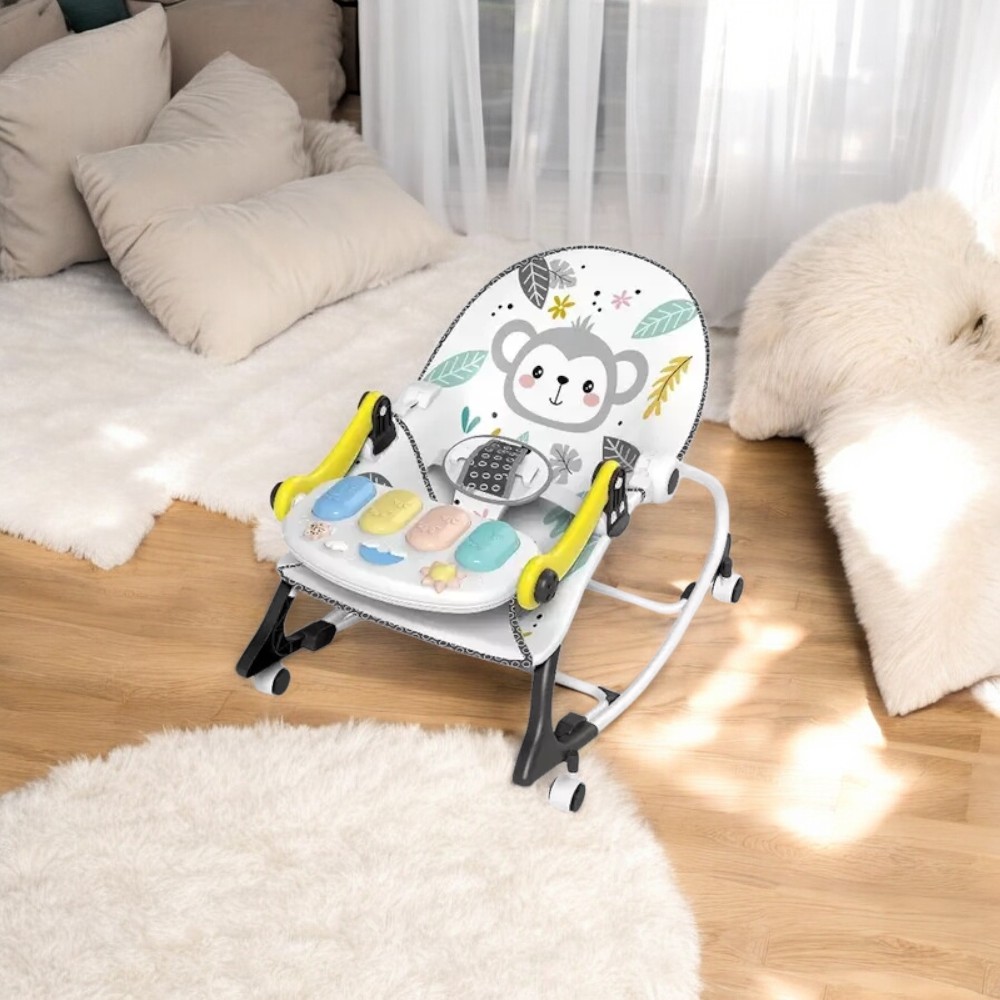 BABY ROCKING CHAIR-3-in-1 Baby Bouncer - Lounger - Highchair with removable wheels 