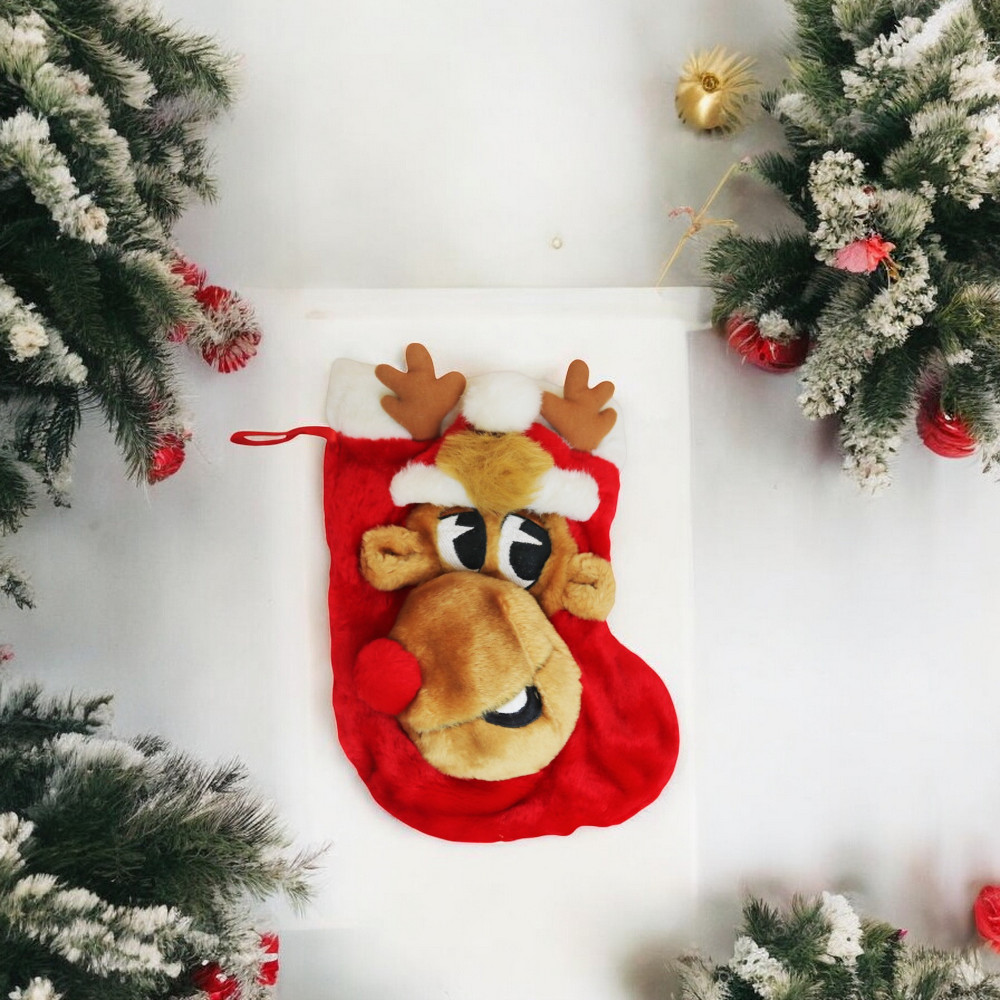 Plush Reindeer Christmas Stocking: A Festive and Fun Holiday Essential