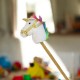 Goffa - Plush Unicorn Head Stick - White - Imaginative Play with Sound