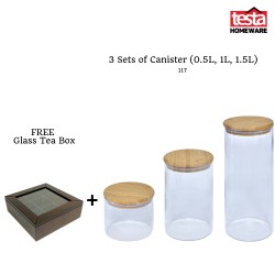 Testa Homeware -  3 Sets Of Testa Canister ( 0.5L , 1L , 1.5L ) + Glass Tea Box For Free 