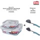 Testa Homeware -  2 Sets of Food Container (0.64L, 1.05L) Rectangle + Testa Skimmer And Testa Spatula  