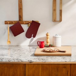 Livarno Home - Dark Red Oven Mitt & Pot Holder Set