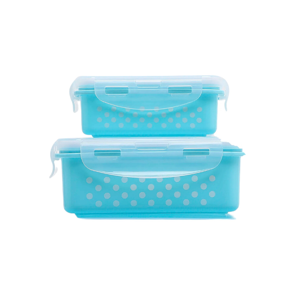 Compact Stackable Food Storage Container Set (2-Pack) - Blue