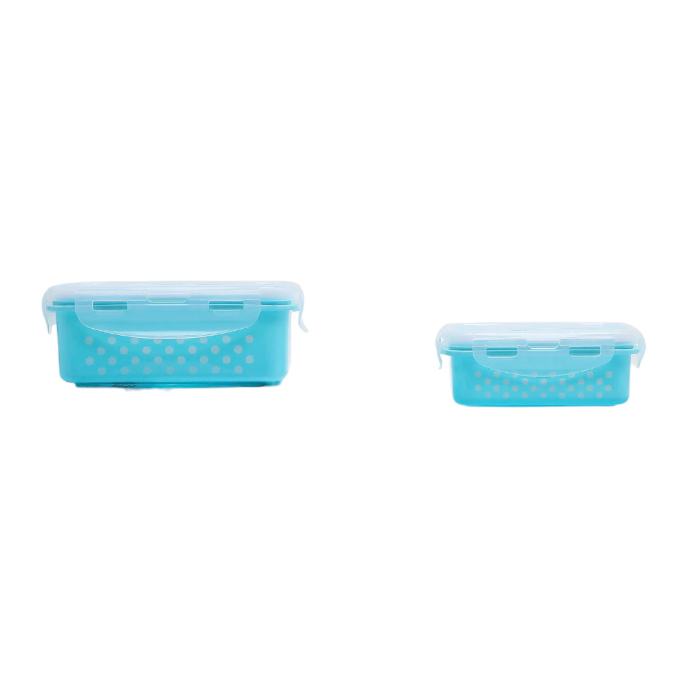 Compact Stackable Food Storage Container Set (2-Pack) - Blue