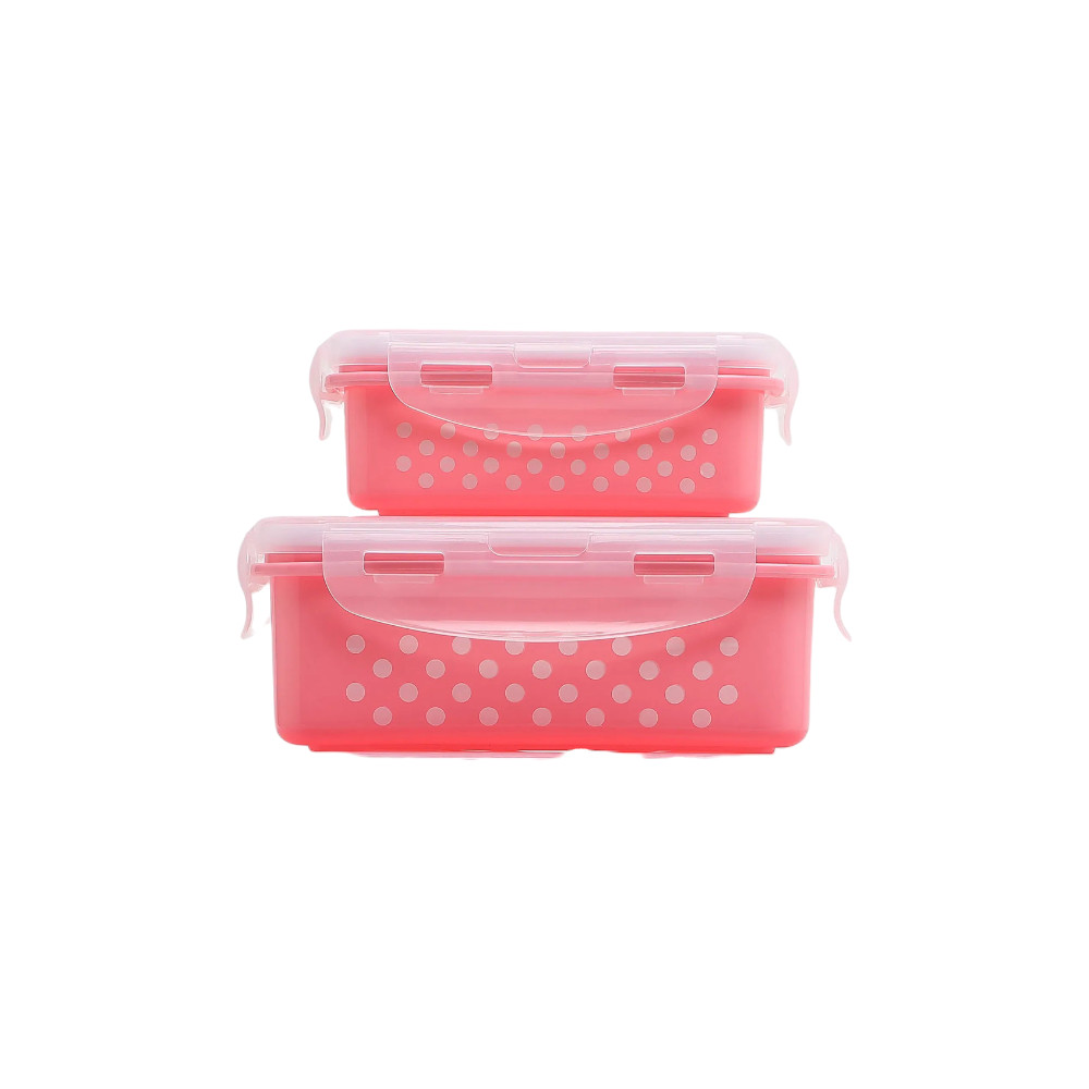 Compact Stackable Food Storage Container Set (2-Pack) - Pink