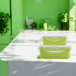 Compact Stackable Food Storage Container Set (2-Pack) - Green