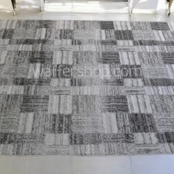 Modern Geometric Pattern Rug , Shades of grey and black with subtle variations in texture and tone 160x230cm - Turkish Carpet