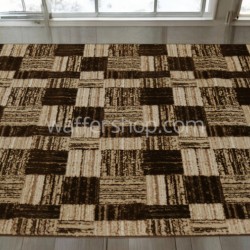 Modern Geometric Checkered Rug – Beige and Brown , Beige and dark brown 160x230cm- Turkish Carpet