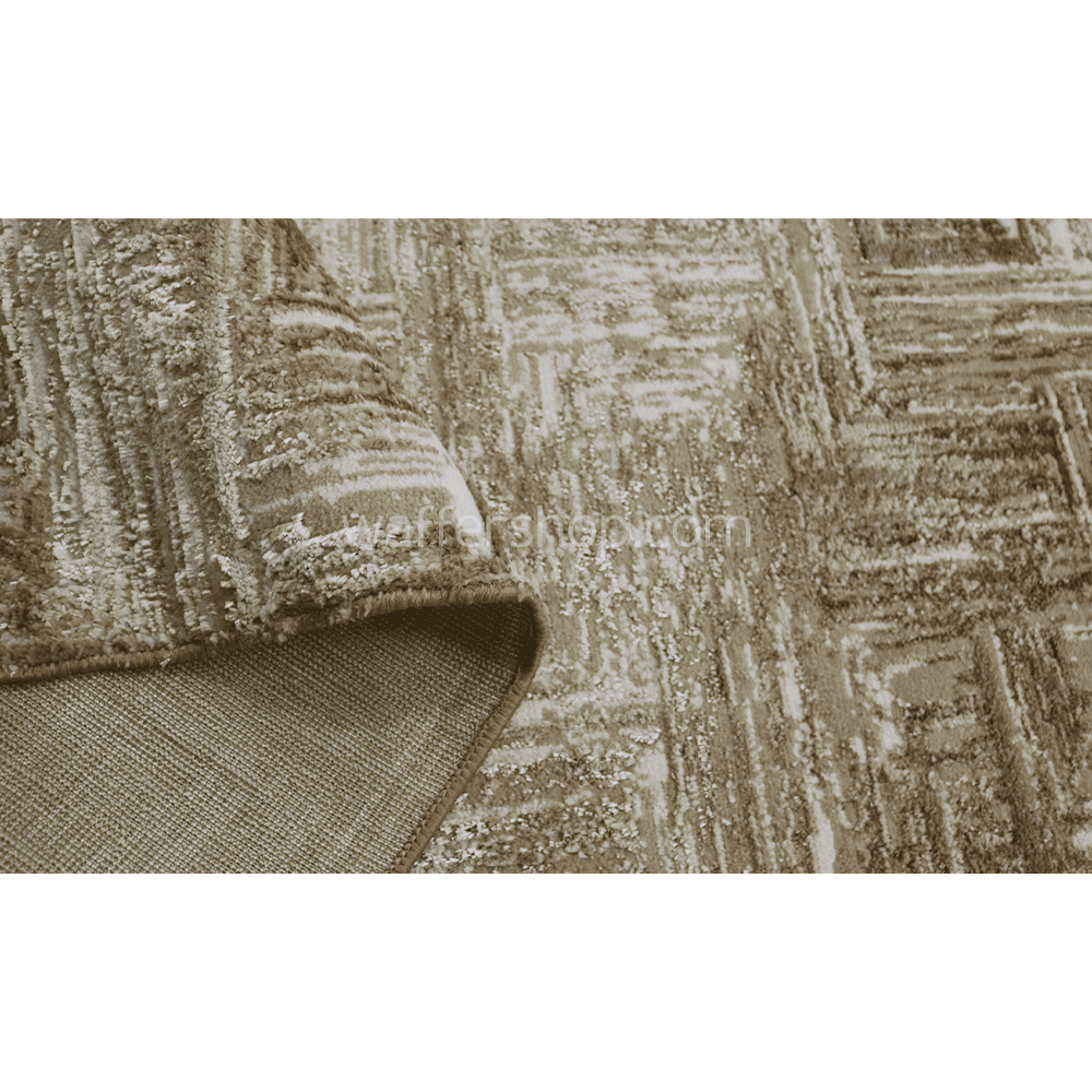 Modern Textured Beige Carpet , Beige  160x230cm- Turkish Carpet