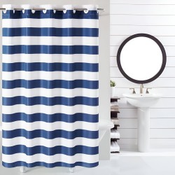 Livarno Home - Shower Curtain - Blue and white horizontal stripes