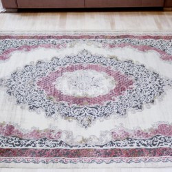  Classic Rosette Medallion Carpet , pink 160x230cm- Turkish Carpet