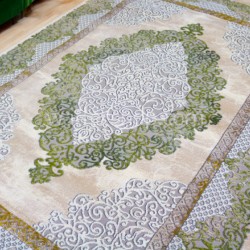 Serene Scrolls ,classic A blend of soft greens, whites, and beiges. 160x230cm- Turkish Carpet