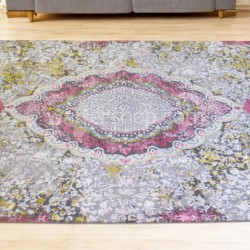 Blush Elegance Medallion Rug ,classic Soft Grey & Blush Pink. 160x230cm- Turkish Carpet