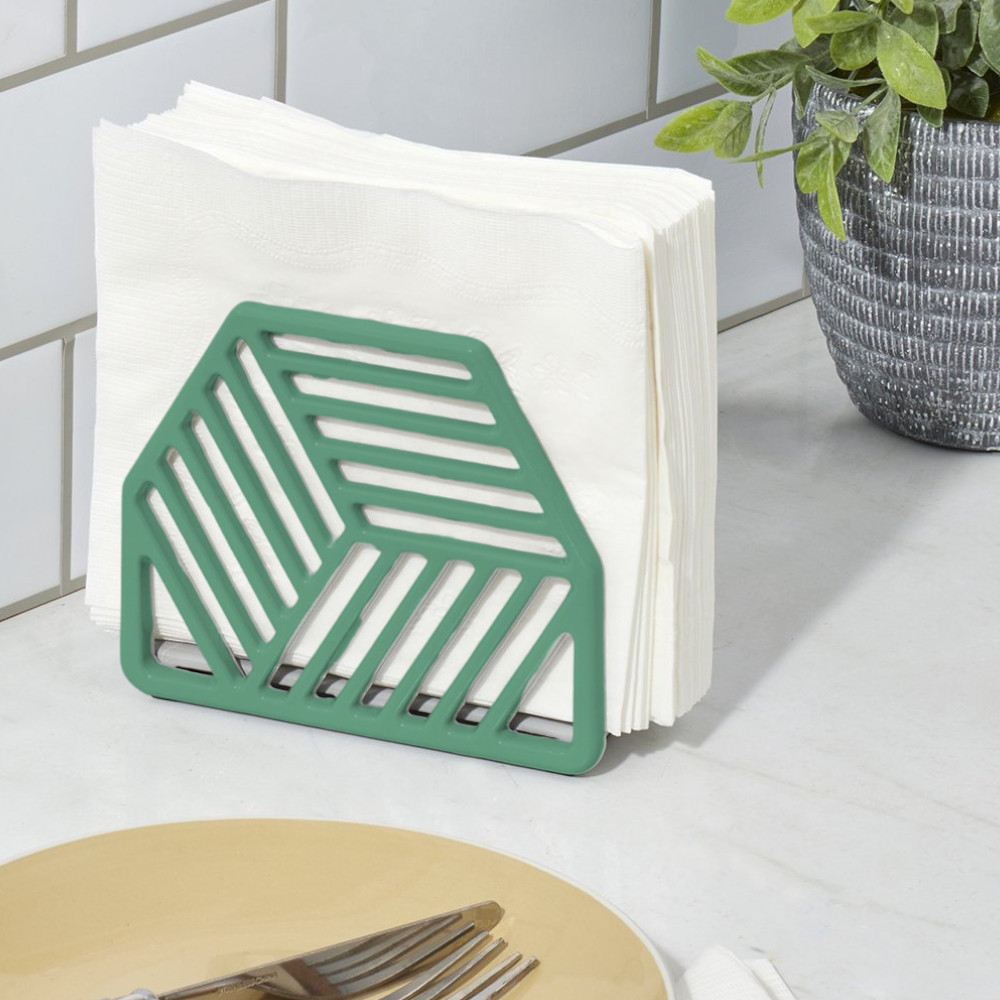 Home Basics - Cast Iron Napkin Holder - Green - 14x5x12cm