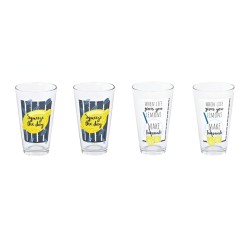 Ernesto - Set of 4 Drinking Glasses in 2 Decorative Designs 