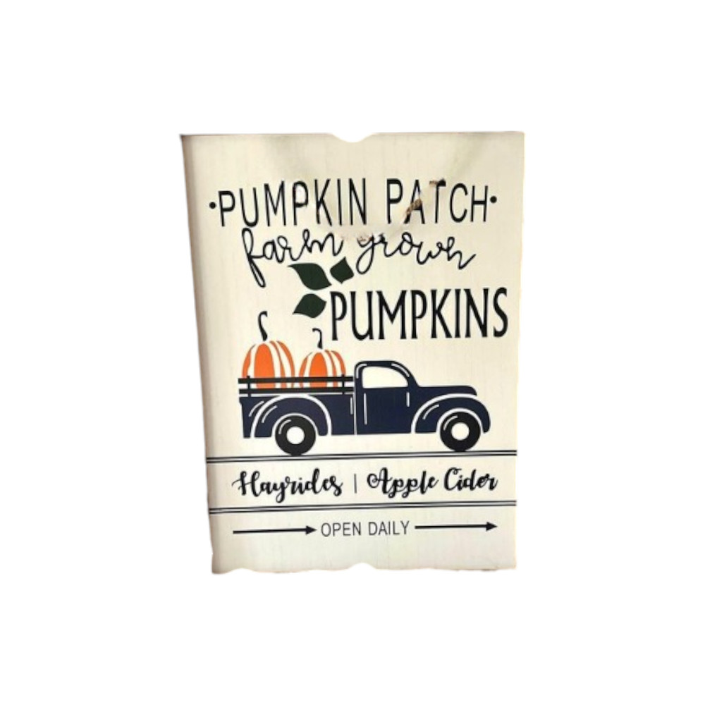  Set of 2 Harvest Tin Wall Signs featuring Autumn Acres and Pumpkin Patch