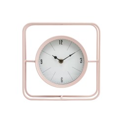 Max Home - Pink Metal Table Clock (21cm x 6cm)