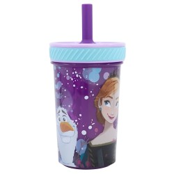 Disney-Stor Drop Safe Silicone Straw PP Tumbler 370ml Frozen Violet, 74287