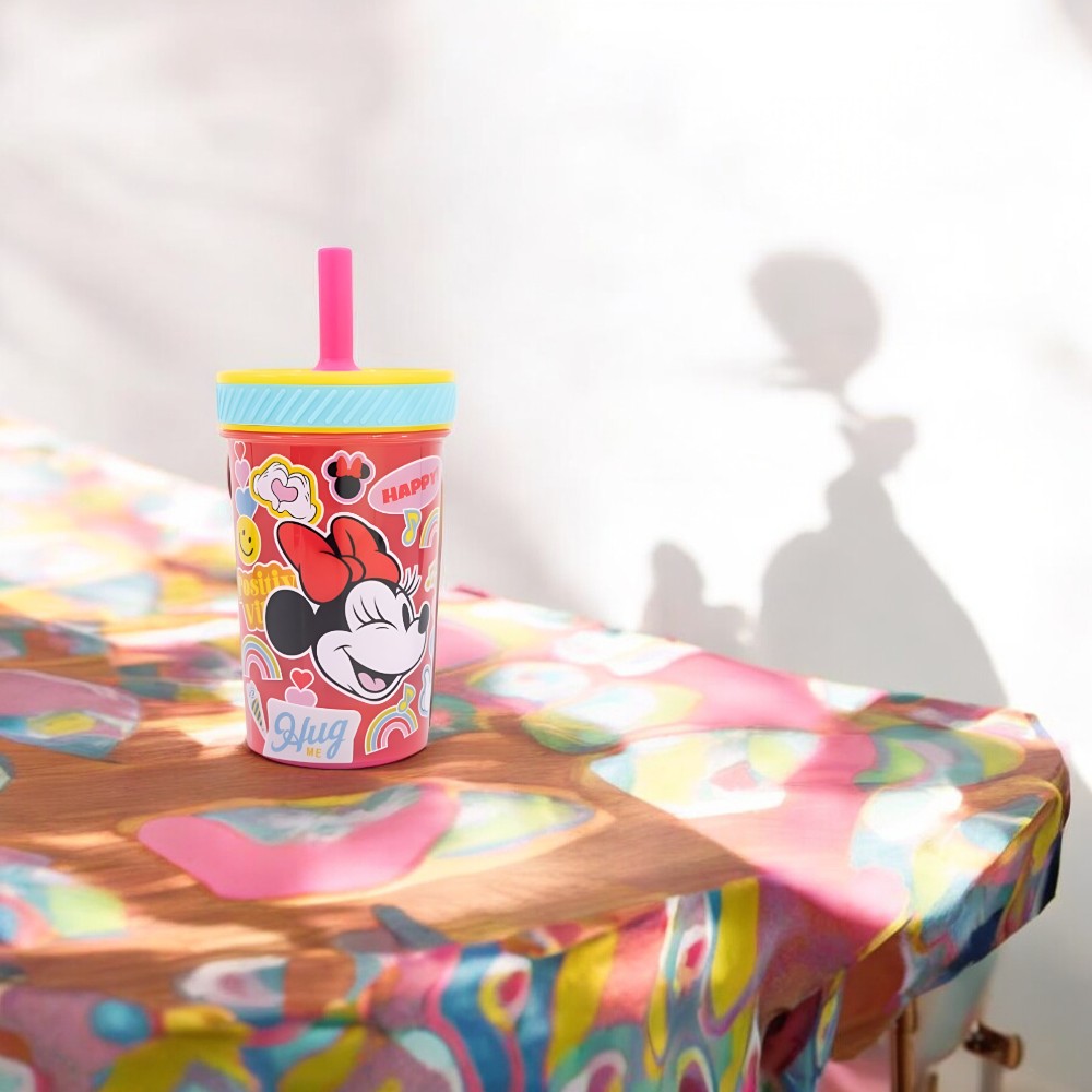 Disney-Stor Drop Safe Silicone Straw PP Tumbler 370ml  Minnie Mouse Flower Power, 74487