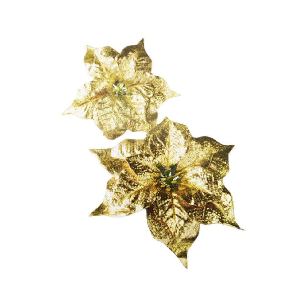 Livarno Home - Gold Clip-On Poinsettia Set of 2