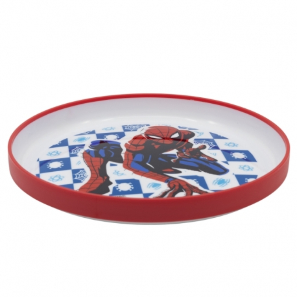 Disney Stor Non Slip Bicolor Premium Plate Spiderman Arachnid Grid, 74792